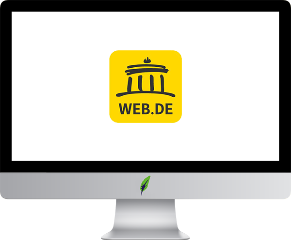 Computerscherm met logo Duitstalig online newsportal - Web.de - in kleur op transparante achtergrond - 600 * 496 pixels